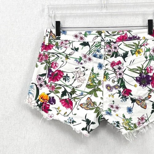 L'AGENCE Audrey Mid Rise Botanical Print Jean Shorts Womens 26 White Multi Denim - Picture 8 of 16