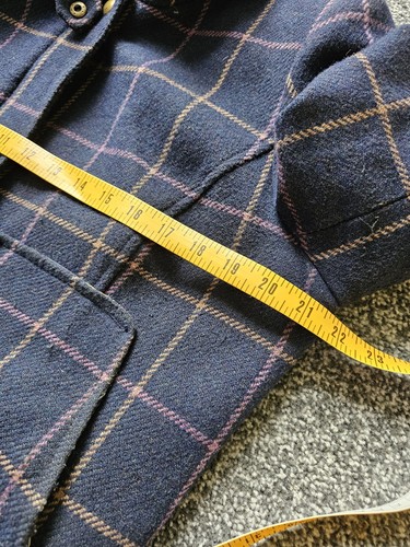 Joules Field Coat Womens UK 16 Navy Blue Check Jacket Quilted Country Wool Tweed - 第 16/18 張圖片