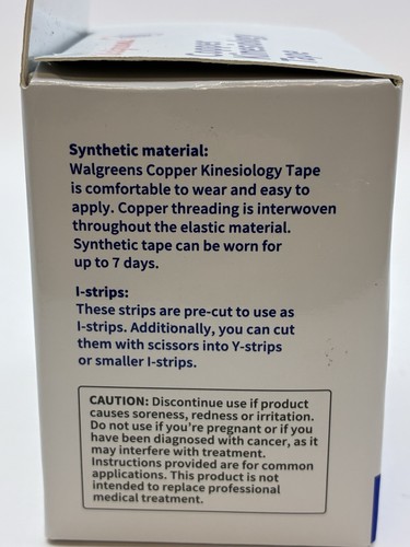 Cinta de kinesiología de cobre Walgreens 1 rollo 20 tiras - Imagen 3 de 5