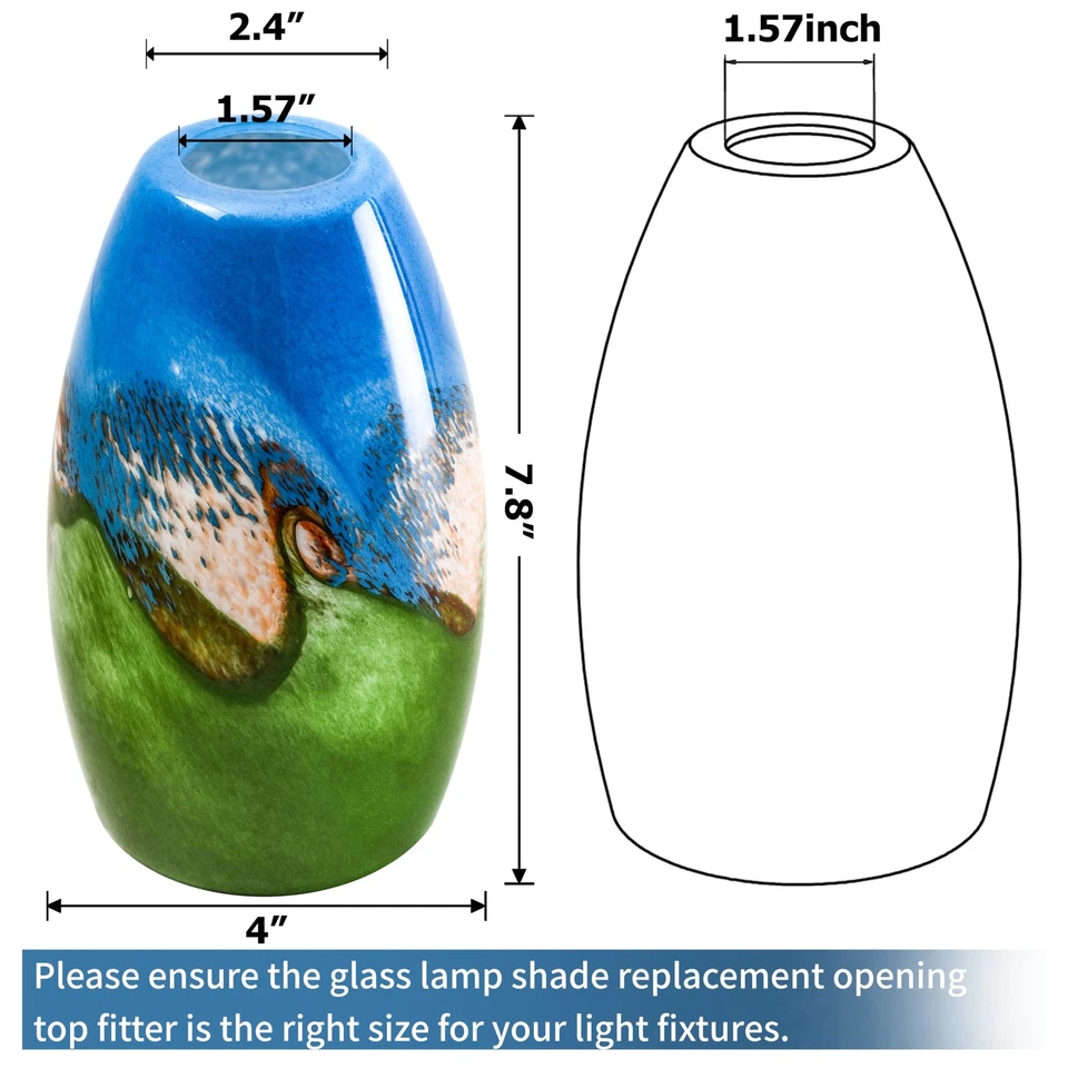 3 Pack Multi Color Pendant Light Shade Kitchen Island, Hand Blown Art Glass C... - Image 2 of 4