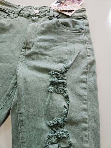 VIP Factory Distressed Damen Jeans Baumwolle hellgrün Regular Skinny Beine 7/8 - Bild 7 von 21