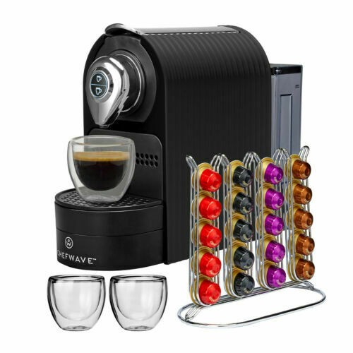 ChefWave Nespresso-Compatible Espresso Maker with Capsule Rack – Black - Picture 2 of 8