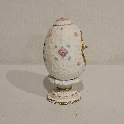 Huevo de coleccionista Lenox The Lily Blossom 1990 con soporte - Imagen 2 de 5