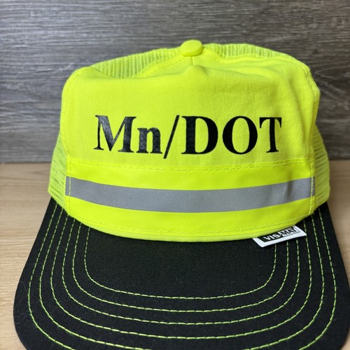 MnDOT Hat Cap Snap Back Yellow Black Reflective Trucker Mesh VIS-MAT Mens USA - Picture 2 of 10