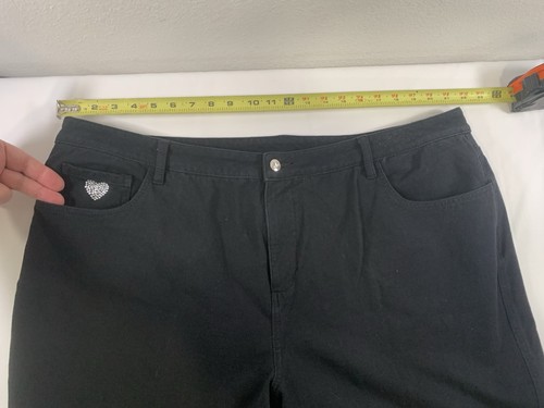 Pantalones de mezclilla Dream Jeannes Quacker Factory para mujer talla grande 24 negros elásticos corazón - Imagen 8 de 16