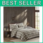 Reversible Cabin Lifestyle Quilt Set - Plaid Tan/Brown