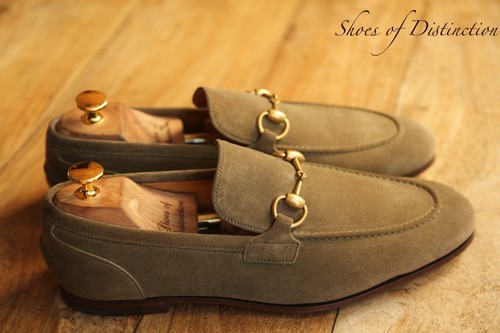 Gucci Green Suede Brass Bit Shoes Loafers Mens UK 7.5 US 8.5 EU 41.5 New - Picture 4 of 12