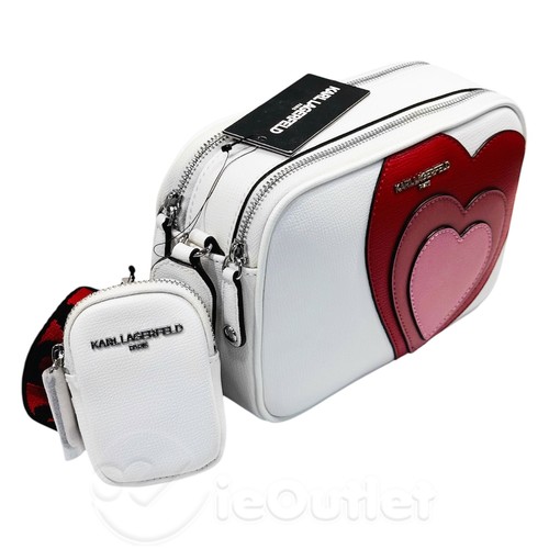 Borsa Karl Lagerfeld Paris in pelle premium Simone cuore rosso tracolla fotocamera - Foto 6 di 7