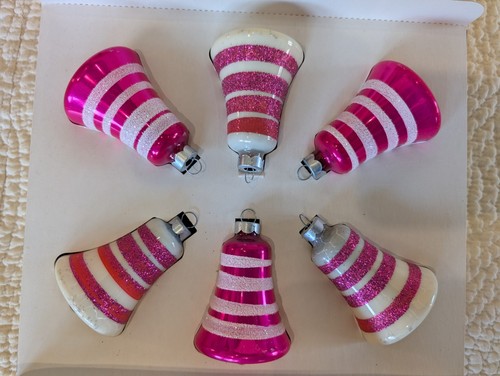 Vintage Coby Bell Weihnachten Streifen Ornamente in OVP Shiney Brite - Bild 2 von 3