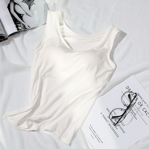 Women Padded Camisole with Built in Bra Cami Vest Sleeveless Bralet Tank Tops - Picture 20 of 32