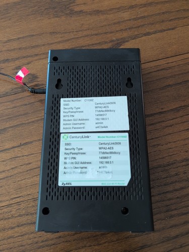 CenturyLink C1100Z ZyXel Wireless 802.11n WiFi Modem Router - Picture 3 of 4