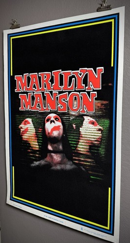 Marilyn Manson "3 Faces" Vintage Black Light Flocked Poster, 23x35", TOP+ - Bild 3 von 16