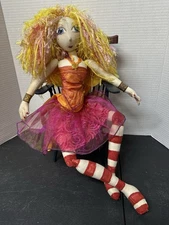 OOAK rag interior art doll Angel girl with sheer wings