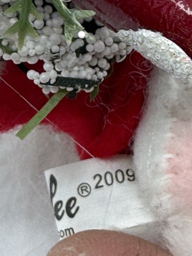 2009 Annalee 4" Weihnachten weiße Katze Kätzchen in Nikolausmütze - Bild 5 von 6