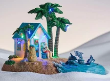 St Nicholas Square Village - Santa’s Beach House - LED Lighted  - New