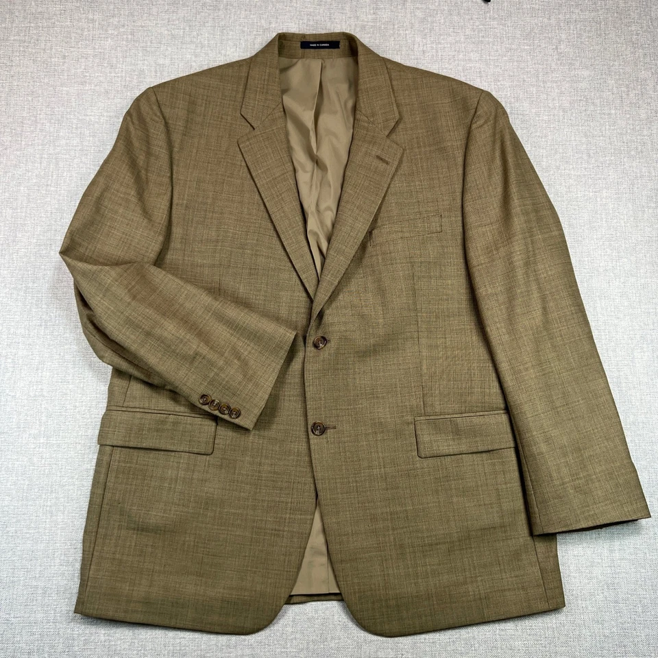 Ralph Lauren Hombre 46R Lana Tostada Micro Cuadros 2 Botones Traje Plisado Pantalones Clásico Foto 2 de 4