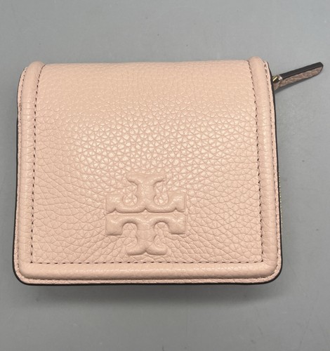 Tory Burch Thea Pebbled Leather Bifold Wallet In Pink Moon EXCELLENT Condition!! - Picture 1 of 10