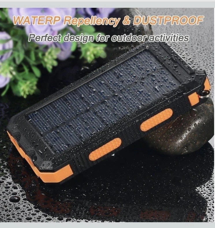 Safe Speed 42,800 mAh Power Bank / Solar Charger With Flashlight, Orange/Black