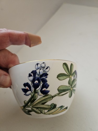 1991 Boehm Founders Club 10th Anniversary Bluebonnet Porcelain Bowl 2 3/4"x41/2 - Picture 4 of 7