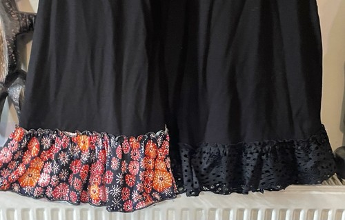 JOE BROWNS SIZE 12 LONG BLACK V NECK TUNIC DRESS LACE SLEEVES & CONTRAST TRIM - Picture 5 of 7