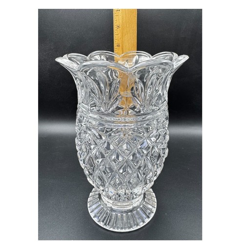 Marquis By Waterford Lead Crystal Pineapple Vase Scalloped Rim Diamond-Cut Vtg - Picture 9 of 11