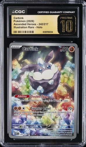 2026 POKEMON ASCENDED HEROES ILLUSTRATION RARE #242 CARBINK CGC 10 PRISTINE