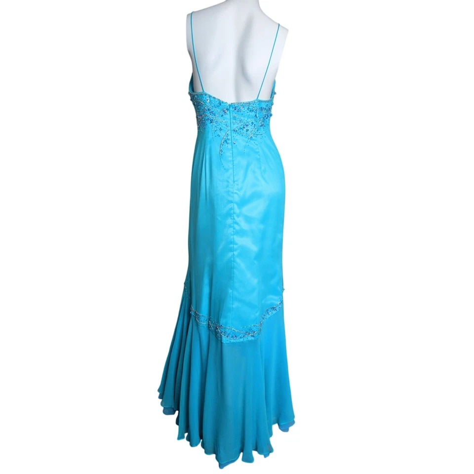 Vestido de gasa de seda con cuentas 4 vestidos asimétrico cuello cuadrado Y2K hada sirena glamour Foto 3 de 4