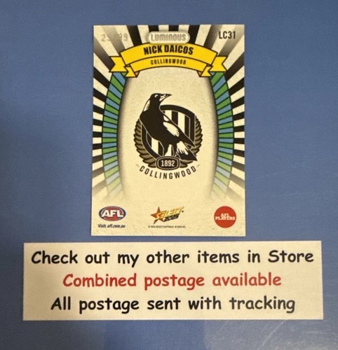 2025 AFL Select Luminous Carnival Nick Daicos Collingwood Magpies #25/99 - Picture 3 of 5