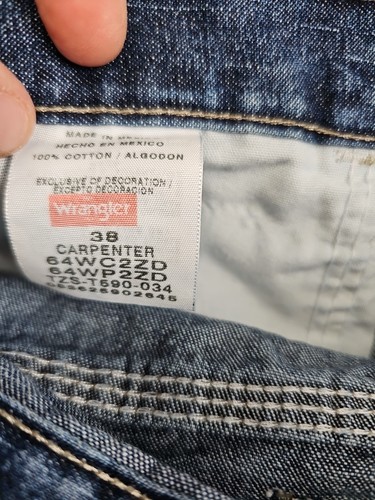 Wrangler Herren Größe 38 Denim Carpenter Jeansshorts 100% Baumwolle 64WC2ZD - Bild 3 von 6
