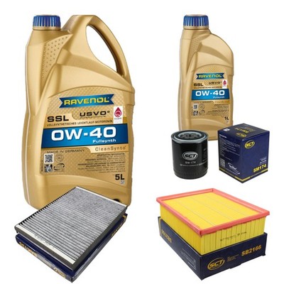 SCT Inspektionspaket 6L RAVENOL SSL 0W-40 für Audi A4 Cabriolet 2.4 3.0