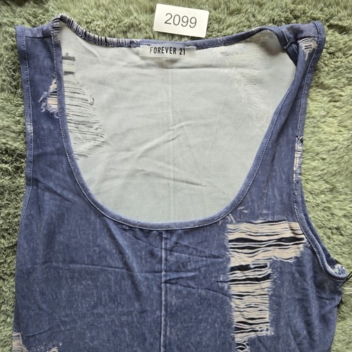 Women's Forever 21 Denim Print Mesh Swim Cover-Up Maxi Dress Size Medium - Picture 8 of 12