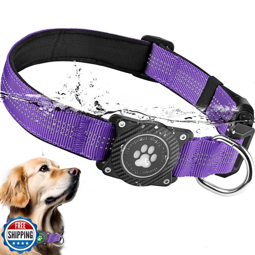 OKVSKO Airtag Hundehalsband, wasserdichter Air Tag Halter Hundehalsband, leuchtend und 
