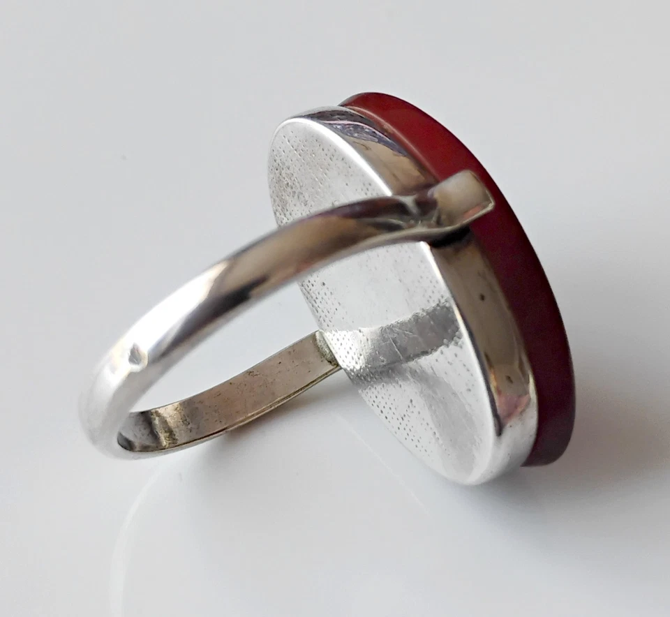 Bague en Ambre de la Baltique sur Argent Sterling 925 - Taille 56 - Photo 2/3