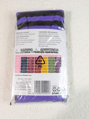 Black And Purple Striped Halloween Tights Size M (7 - 8) - Picture 2 of 2