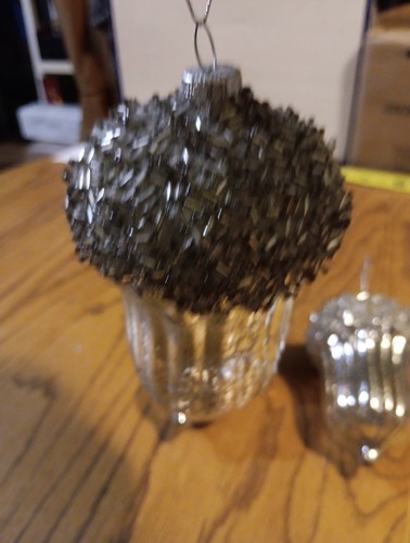 3er Set mundgeblasenes Glas 5" Weihnachtsschmuck in Eichelform. Quecksilber Glas - Bild 8 von 12