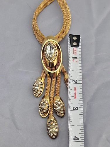 Vintage Kramer NY Gold Mesh Halskette Strass Tropfen  - Bild 13 von 14