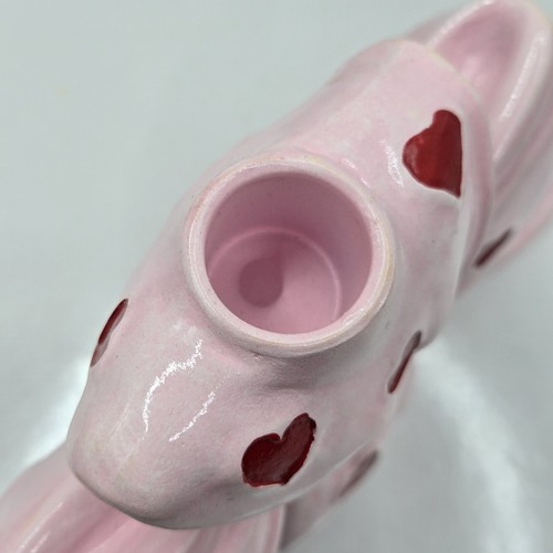 Portacandele civetta fiocco cuore rosso rosa San Valentino 6"H Preppy - Foto 4 di 16