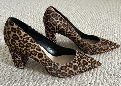 White House Black Market Elisa Calf Hair Heels Size 10 NEW Leopard Print - Picture 2 of 8