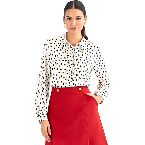 New Cabi $99 Charming Blouse Satin #6709 LARGE Spring 2025 Ruffle Button Front - Picture 2 of 2