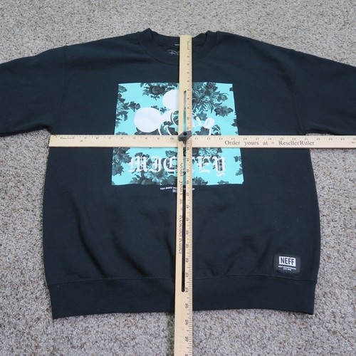 Disney Mickey Mouse Sweatshirt Mens Medium Black NEFF Floral Graphic Crewneck - Picture 4 of 8