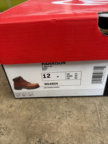 WOLVERINE W04904- Size 12 Men's HARRISON 6'' Brown Leather Work Boots STEEL TOE - Picture 3 of 4