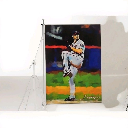 Max Scherzer, Nats #11 - 2018 Limited Edition Edward Vela Signed Art Card 14/50 - Bild 1 von 2