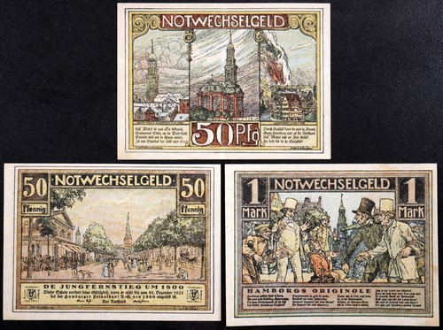 HAMBURG 1921 "1800er Ansichten von Hamburg/St. Pauli " Komplette Serie Notgeld Germany