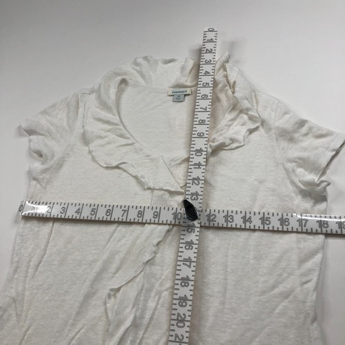 Sundance XS 100% Linen SS Womens Ruffled Pullover Top Blouse White MINT - Picture 7 of 10