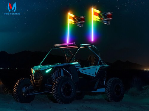 2pcs 3FT LED Whip Lights RGB+IC Chasing Spiral Antenna w/APP for Can Am ATV UTV - Picture 24 of 24