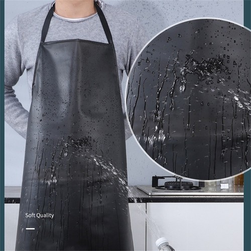 Delantal impermeable a prueba de aceite PVC negro para cocina trabajo limpiador hogar jardín - Imagen 19 de 51