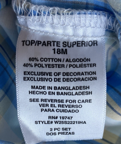Completo 2 pezzi Wrangler bambino ragazzo 18M camicia a quadri e pantaloncini kaki nuovo con etichetta - Foto 5 di 5