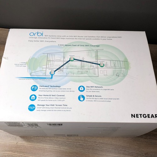 NETGEAR RBK53-100NAS Orbi AC3000 Tri-band WiFi System - New Open Box - Picture 3 of 7