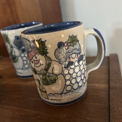 4 Vtg NOS Louisville Stoneware Pottery Mug Snowman Snowballs Winter Mug Frosty - Picture 8 of 9