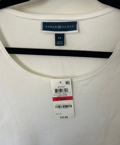 Karen Scott White Shirt Xs New - Picture 2 of 3